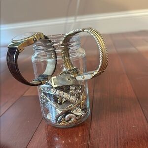 Gold and Silver Toned Mystery Jewelry Jar